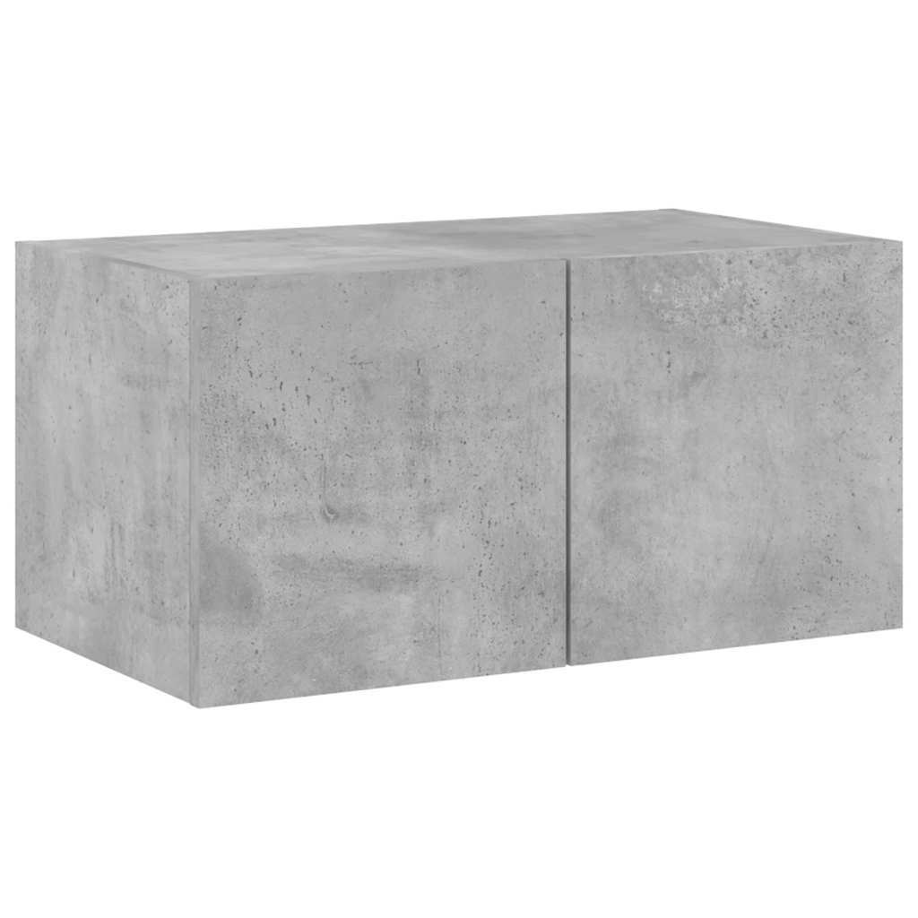 Unități TV de perete cu LED-uri 4 piese gri beton lemn compozit GartenMobel Dekor