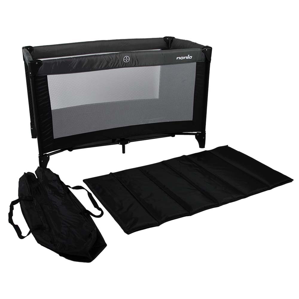 Pat de voiaj pliabil Nania Soda cu 2 niveluri, gri, 0-3 ani