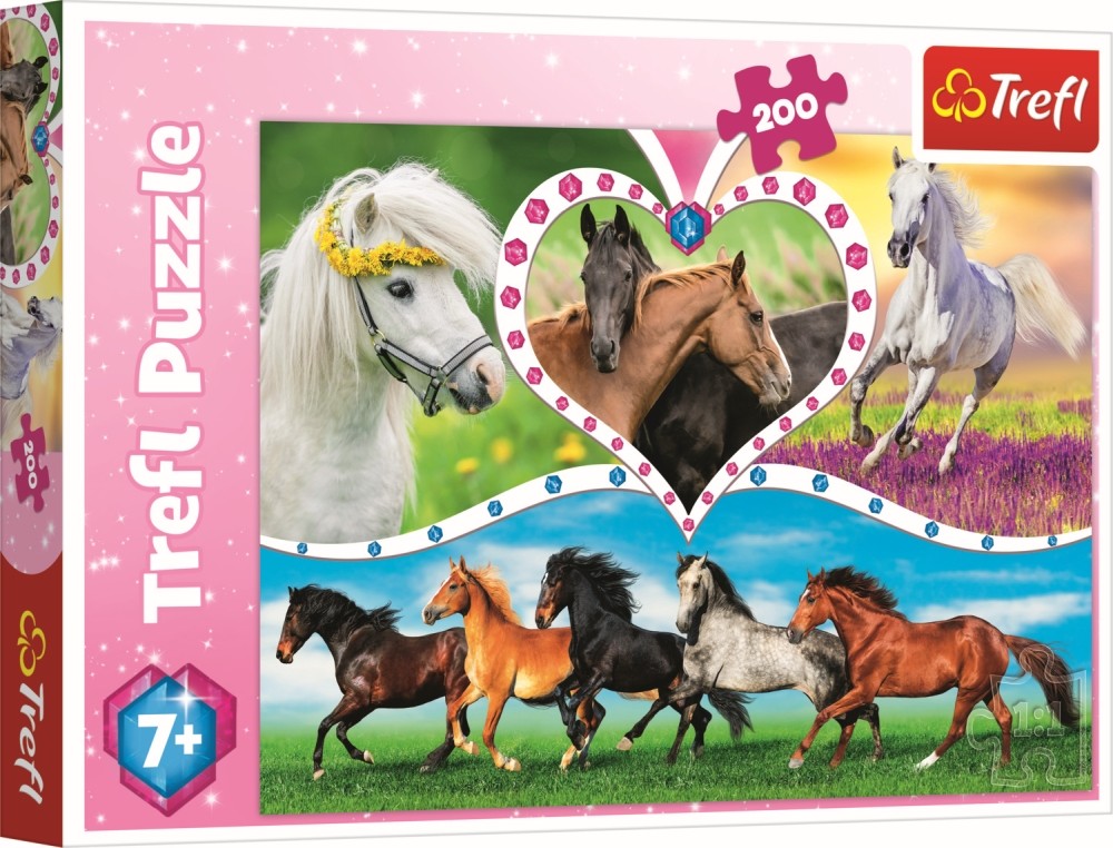 Puzzle Trefl 200 piese cu cai frumoși, pentru copii 7+