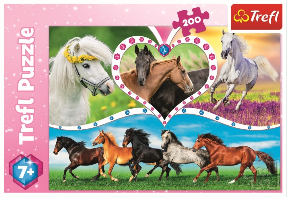 Puzzle Trefl 200 piese cu cai frumoși, pentru copii 7+