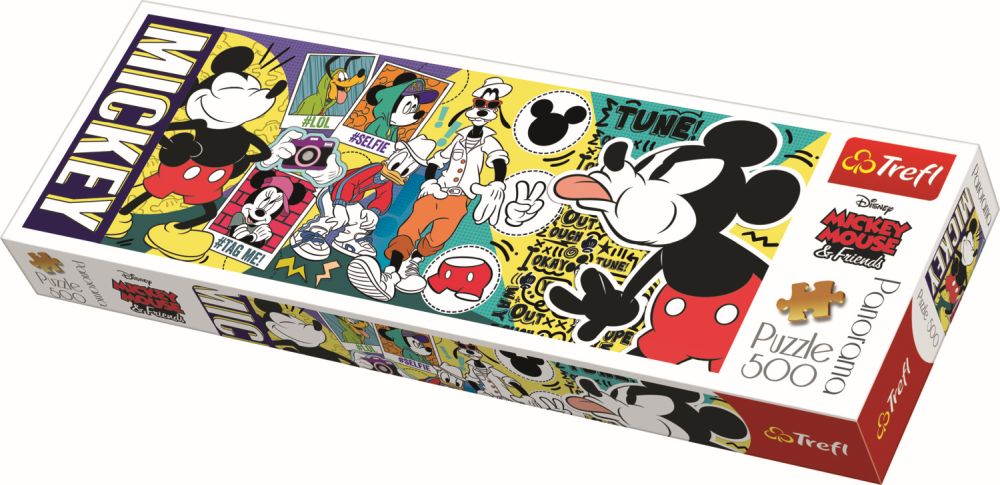 Puzzle panorama Trefl 500 piese cu Mickey Mouse legendar, multicolor