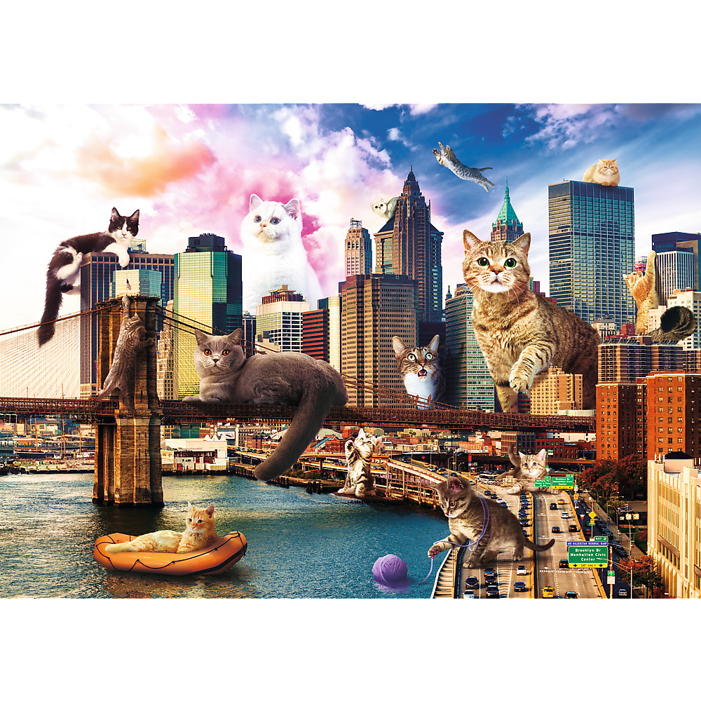 Puzzle Trefl 1000 piese Pisicuțe la New York, multicolor, 12+ ani