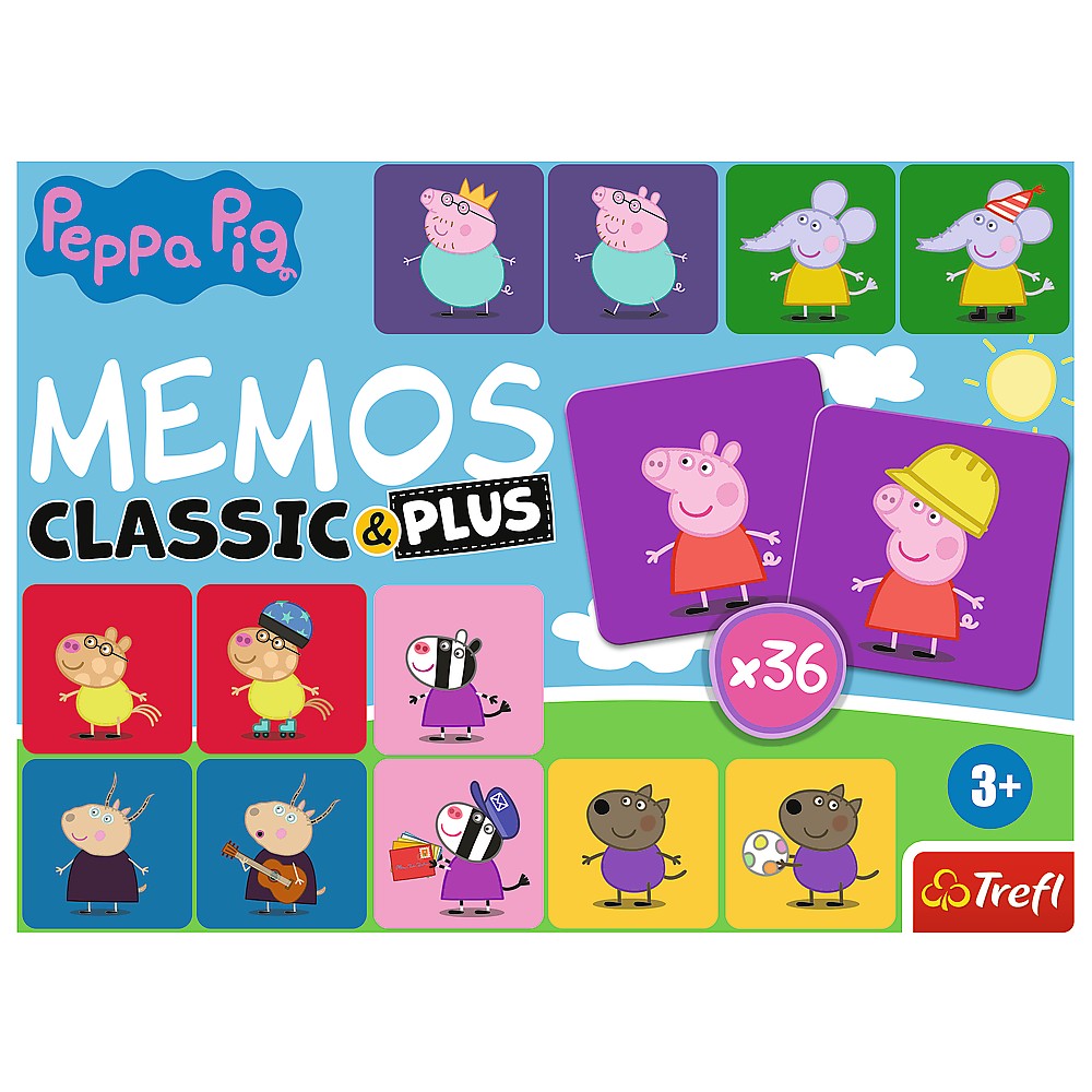 Joc de memorie Memos Classic Plus Peppa Pig, 36 piese, 3 ani+