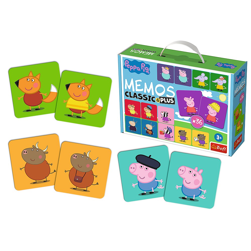 Joc de memorie Memos Classic Plus Peppa Pig, 36 piese, 3 ani+