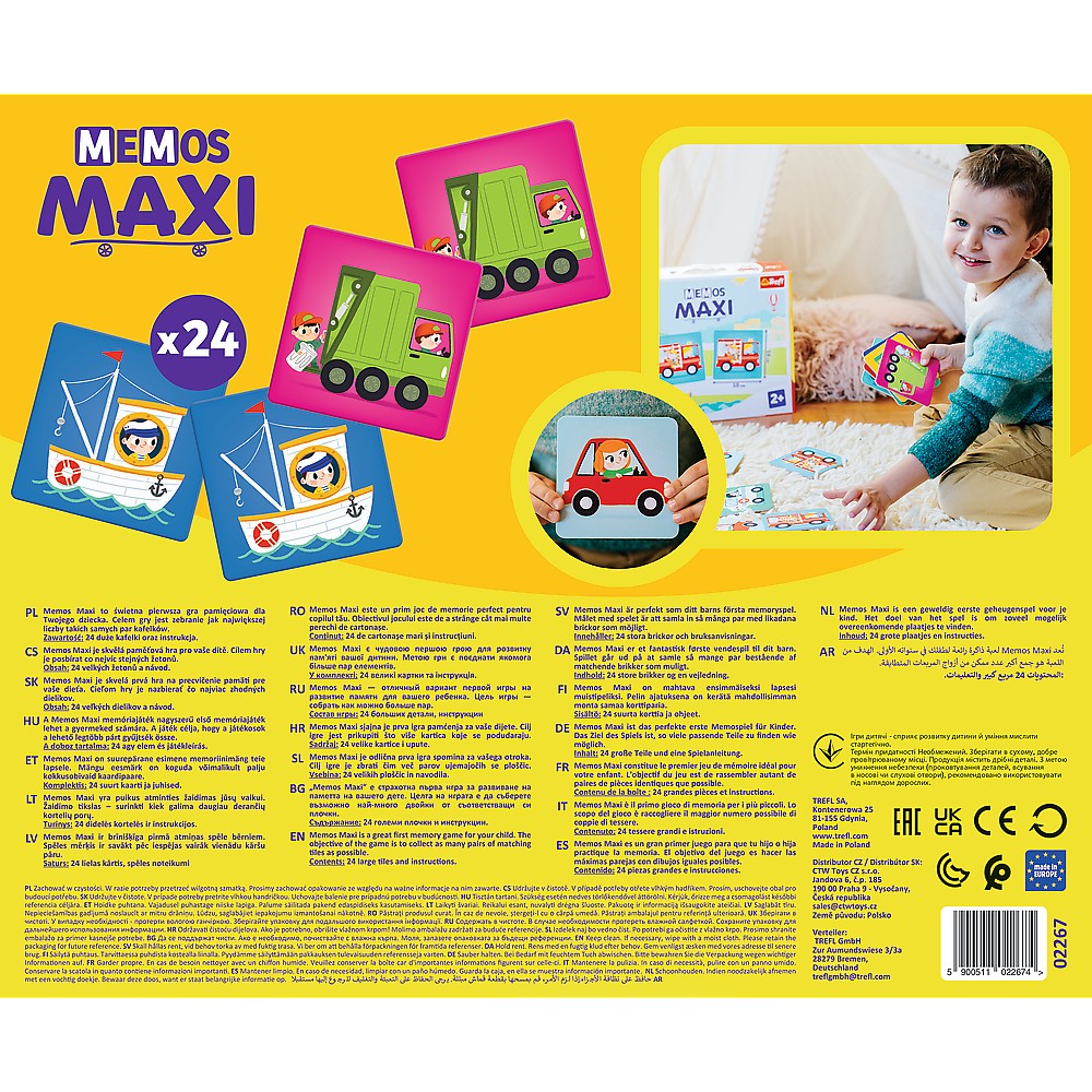 Joc de memorie Memos Maxi Vehicule, cartonase mari, 2+ ani