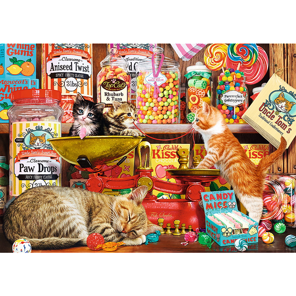 Puzzle Trefl 1000 piese Pisici si Dulciuri, multicolor, 12+ ani