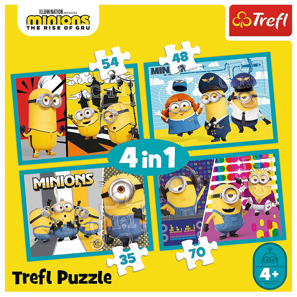 PUZZLE TREFL MINIONS 4IN1 LUMEA FERICITA A MINIONILOR