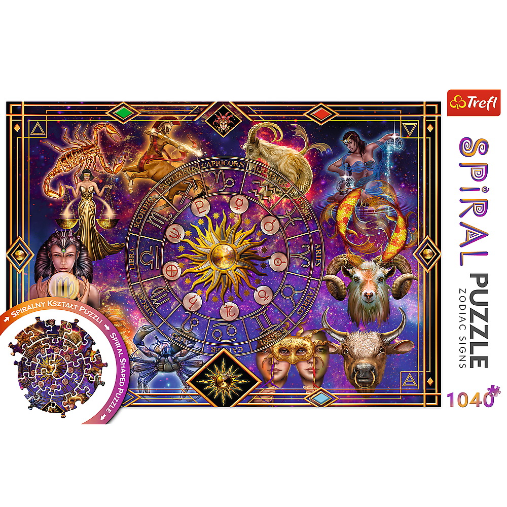 Puzzle Trefl Spiral cu 1040 piese, model Semne Zodiacale