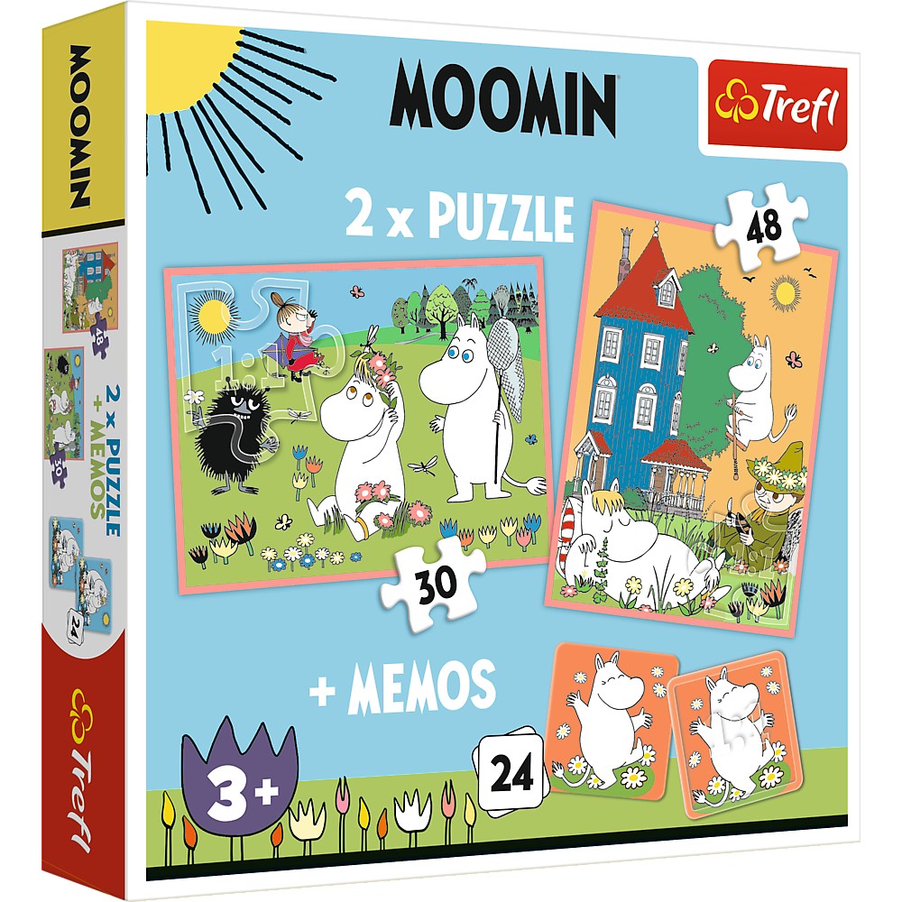 Puzzle Trefl 2 în 1 Memo Moomin pentru copii 3+ cu 24 memorii