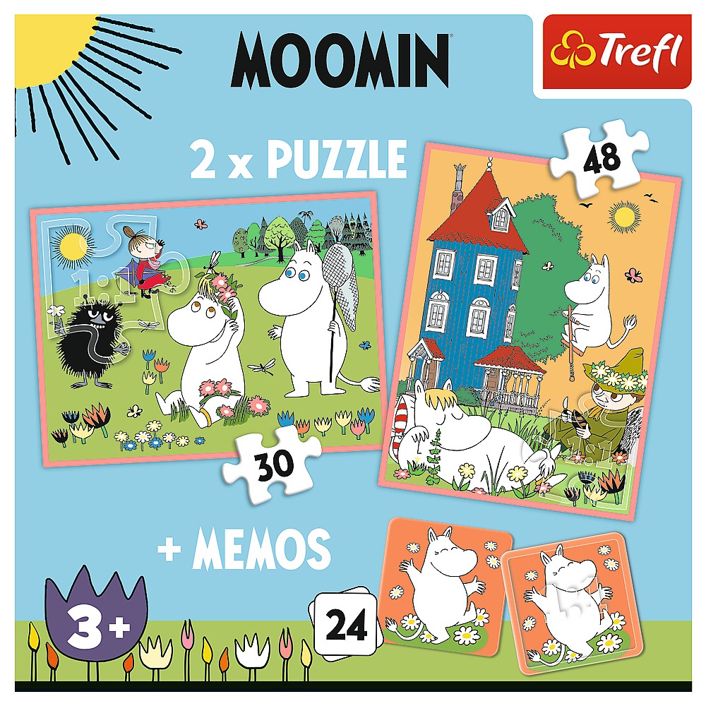Puzzle Trefl 2 în 1 Memo Moomin pentru copii 3+ cu 24 memorii