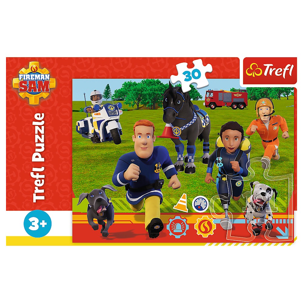 Puzzle Trefl 30 piese Pompierul Sam Gata de salvare, 3+ ani