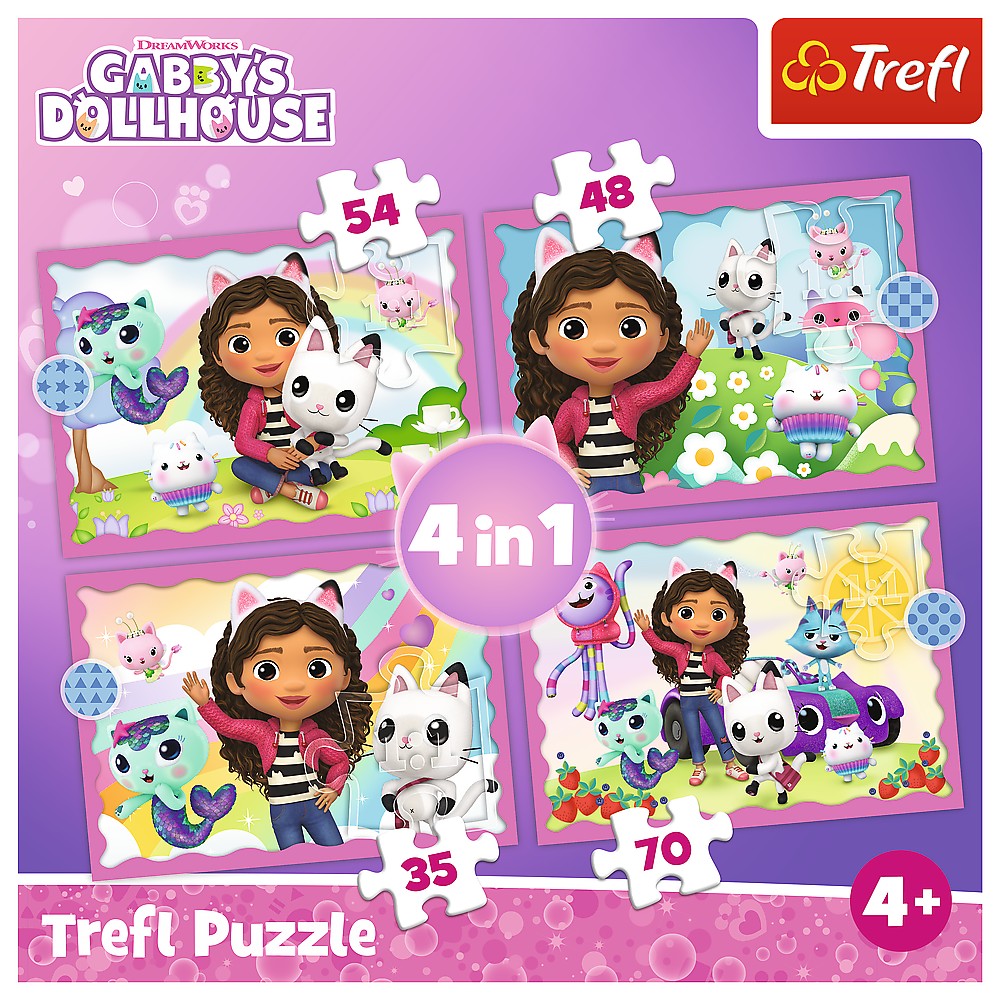 PUZZLE TREFL 4IN1 GABBYS DOLLHOUSE AVENTURILE LUI GABBY