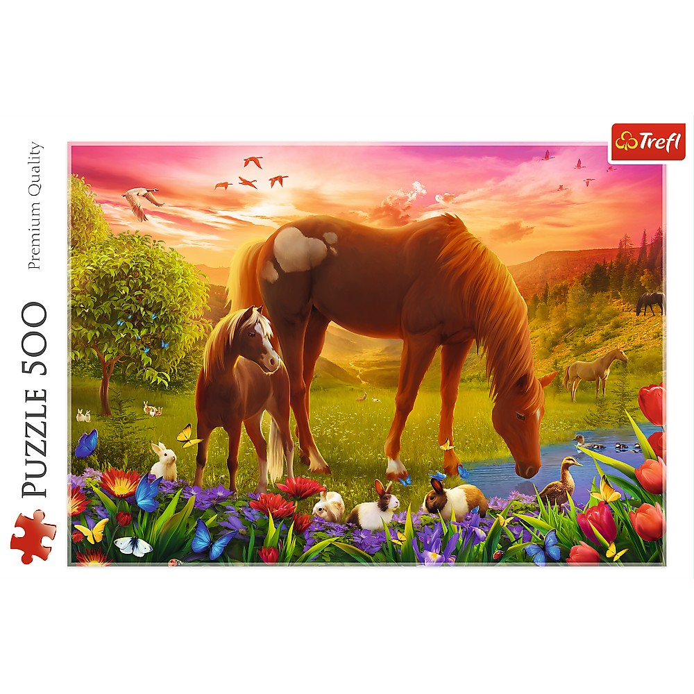 Puzzle Trefl 500 piese Căluții la apus, multicolor, 10+ ani