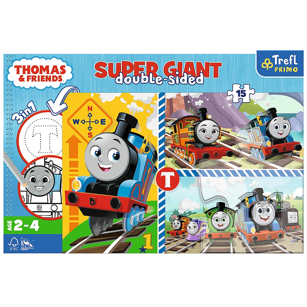Puzzle Trefl Primo Super Giant Thomas, 15 piese mari, 3 in 1