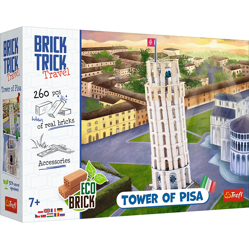 Set construcție Turnul din Pisa Brick Trick Travel, 260 piese, 7+