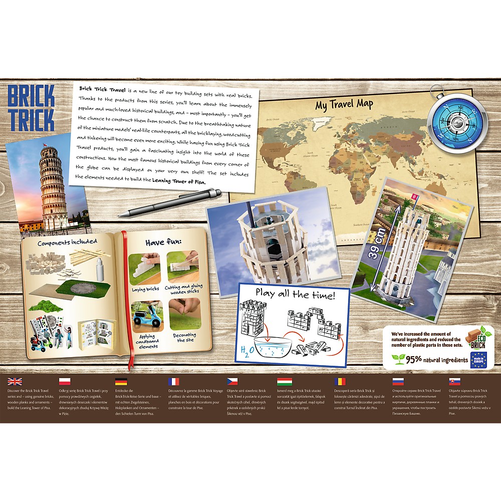 Set construcție Turnul din Pisa Brick Trick Travel, 260 piese, 7+