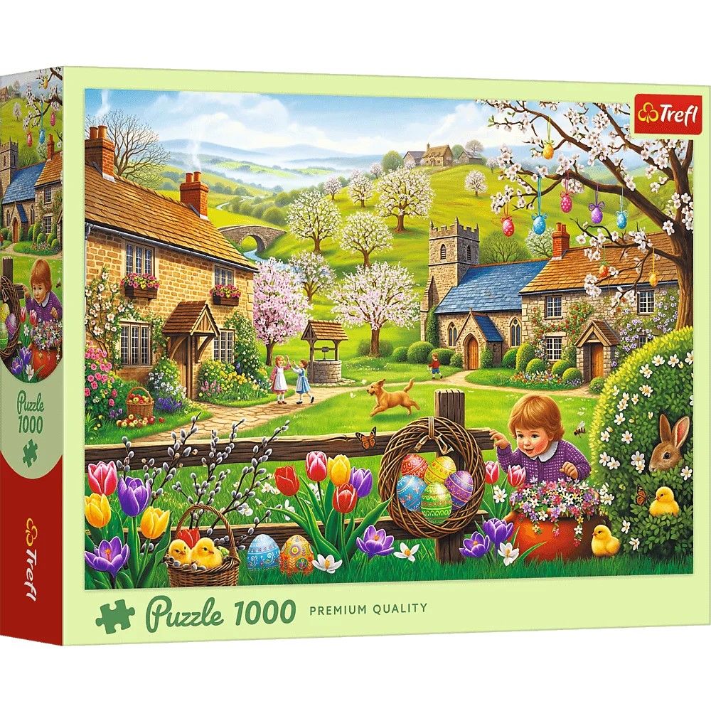 Puzzle Trefl 1000 piese Vânătoare de ouă de Paște, multicolor