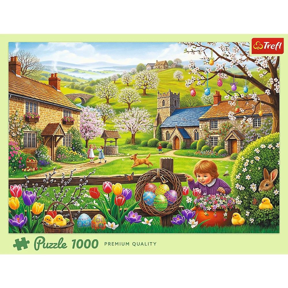 Puzzle Trefl 1000 piese Vânătoare de ouă de Paște, multicolor