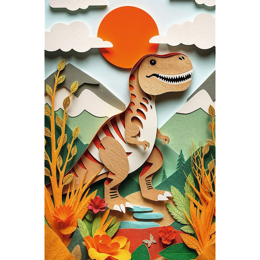 Puzzle Trefl 160 piese Paper Art 3D cu dinozaur pentru copii 6+