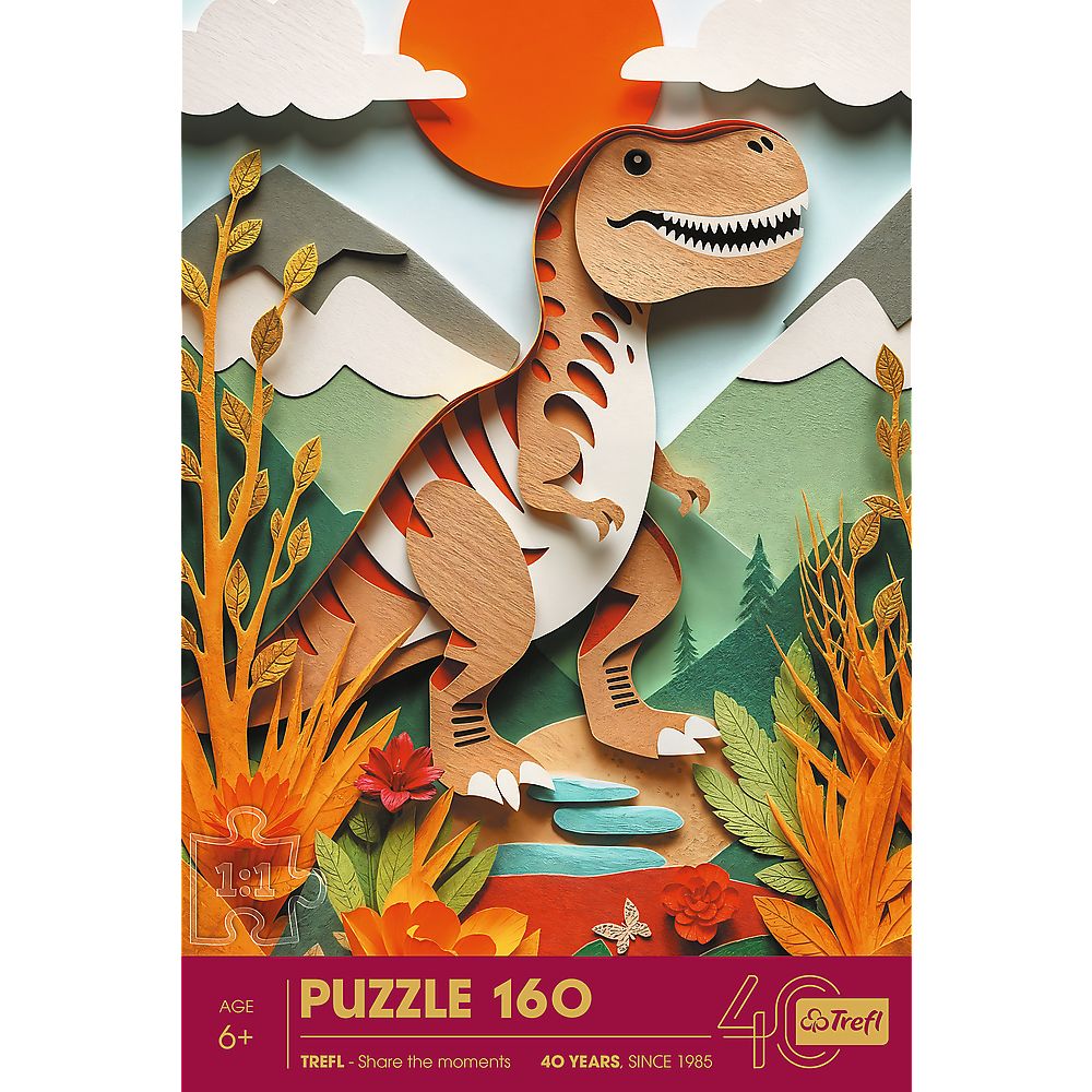 Puzzle Trefl 160 piese Paper Art 3D cu dinozaur pentru copii 6+