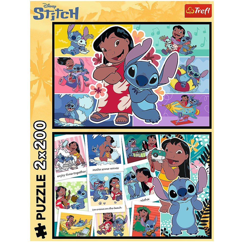 Puzzle Trefl 2x200 piese Disney Lilo si Stitch, Viata fericita