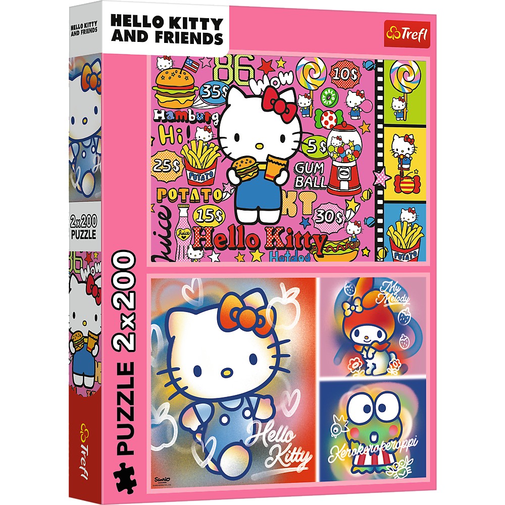 Puzzle Trefl 2x200 piese Hello Kitty și prietenii, multicolor, 7+ ani
