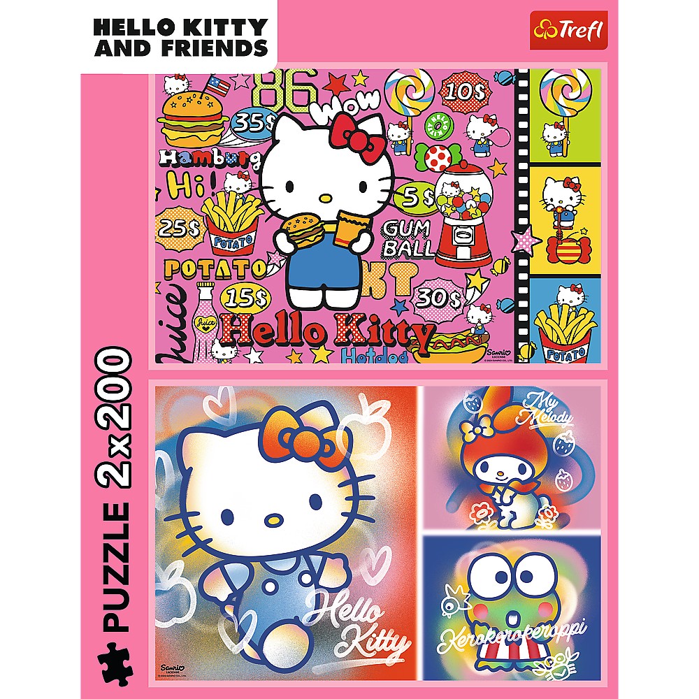 Puzzle Trefl 2x200 piese Hello Kitty și prietenii, multicolor, 7+ ani