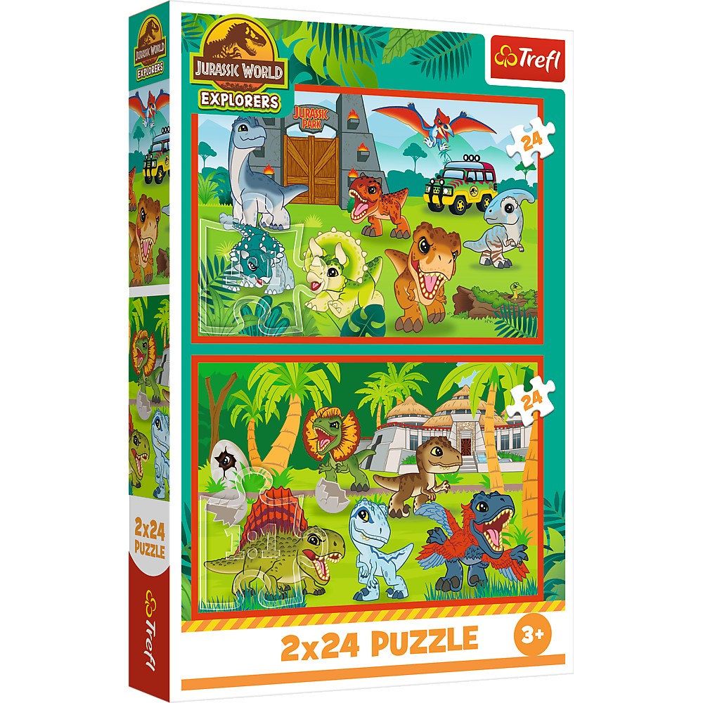 Puzzle copii Trefl Jurassic World Explorers, 2x24 piese, 4+ ani