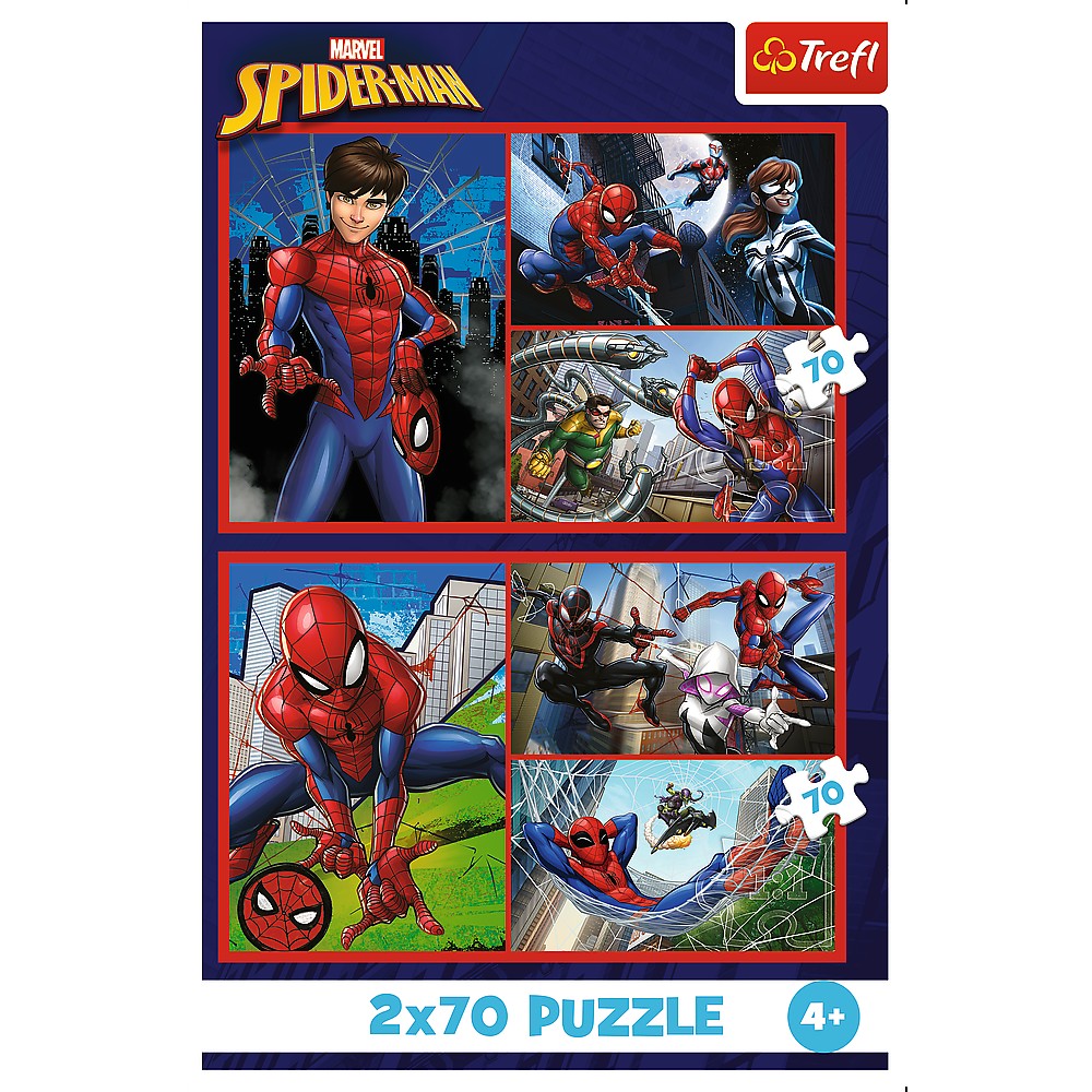 Puzzle Trefl 2x70 piese Marvel Spider-Man, Aventurile lui Spider-Man
