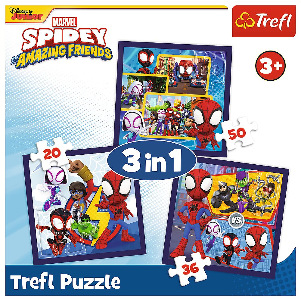 Puzzle 3 in 1 Trefl Marvel Spidey și prietenii lui extraordinari