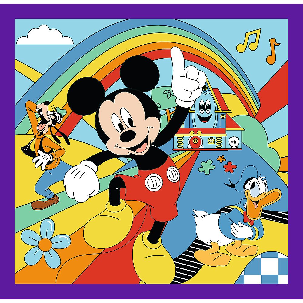 Puzzle Trefl 3 in 1 cu Mickey Mouse și Prietenii, 20/36/50 piese, 3+