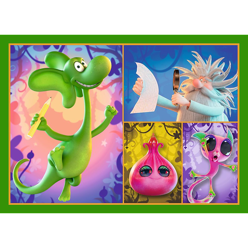 Puzzle Trefl 4 in 1 Lumea Dragonului Diplodok pentru copii 4+