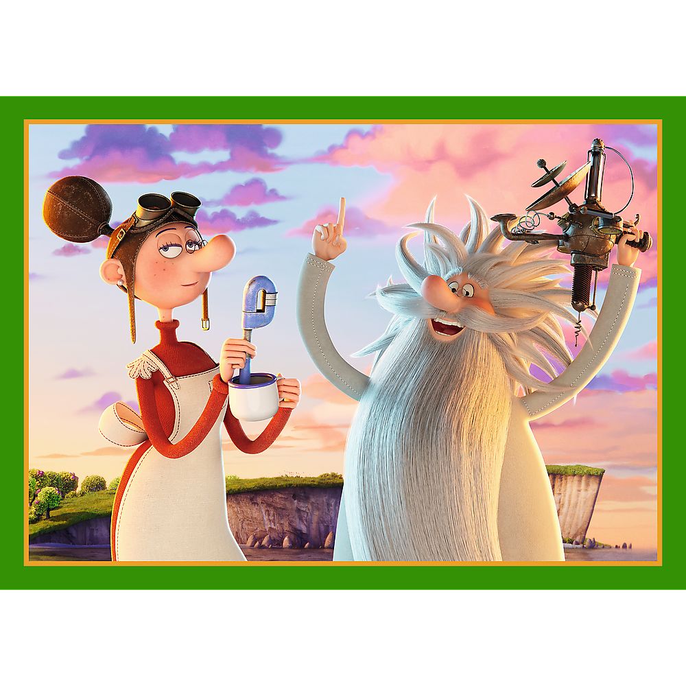 Puzzle Trefl 4 in 1 Lumea Dragonului Diplodok pentru copii 4+