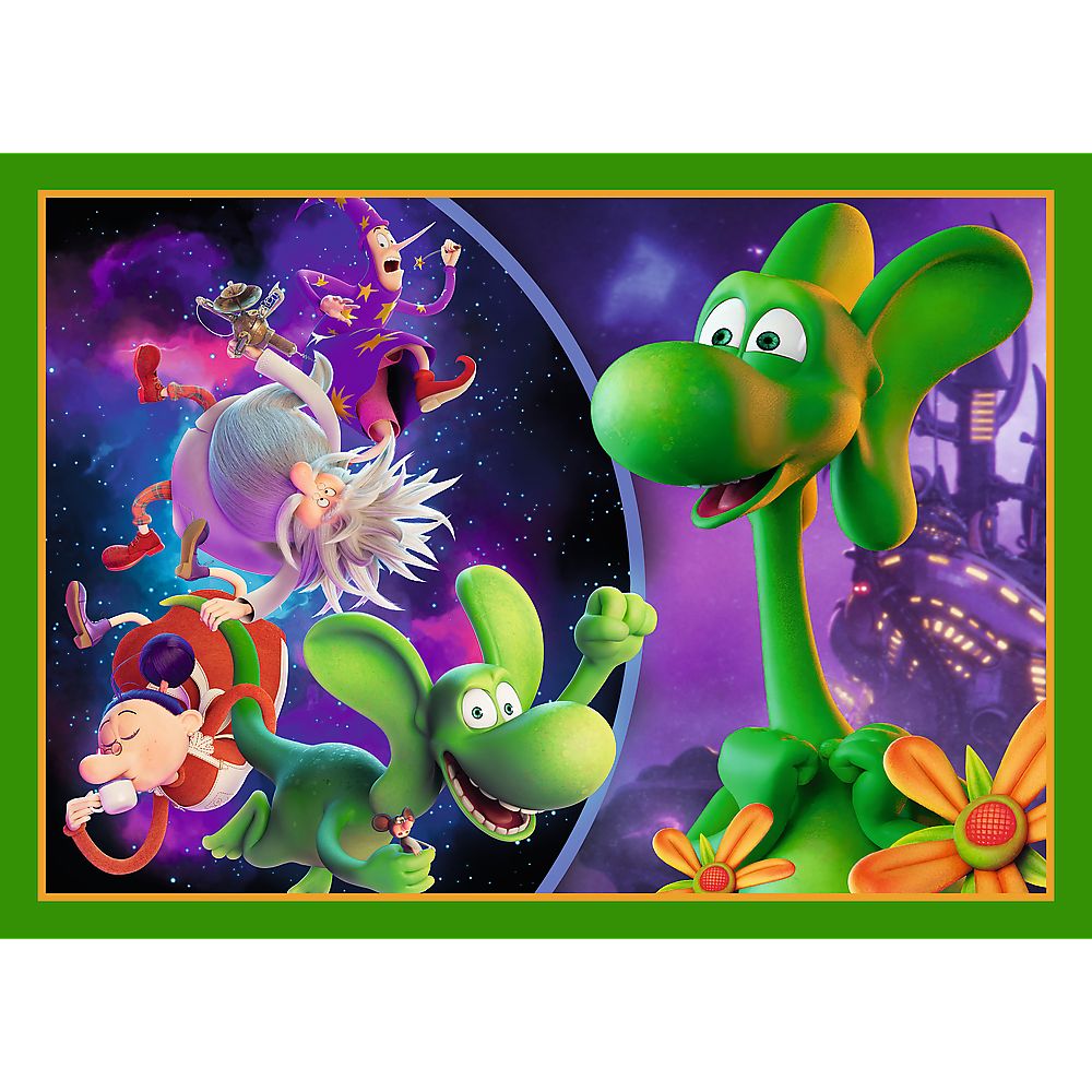 Puzzle Trefl 4 in 1 Lumea Dragonului Diplodok pentru copii 4+
