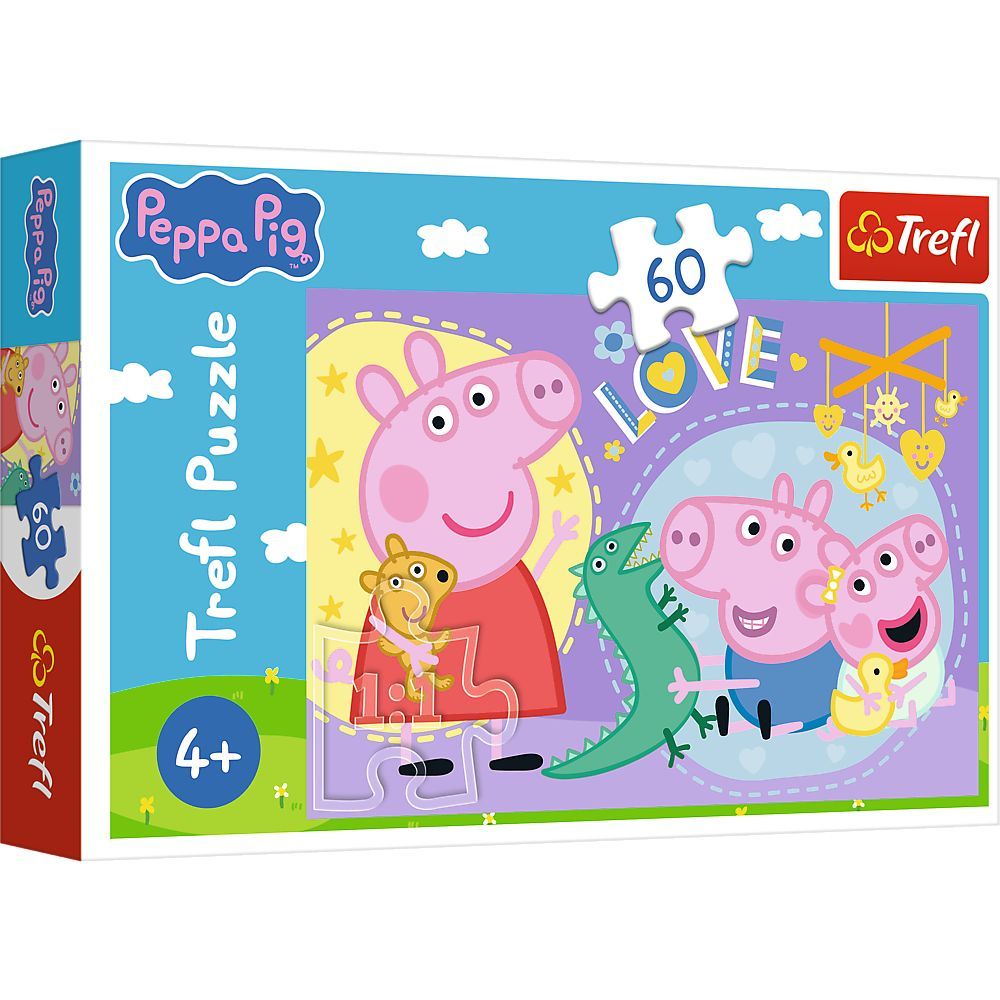Puzzle Trefl Peppa Pig, 60 piese, Purcelușul Fericit, 4+ ani