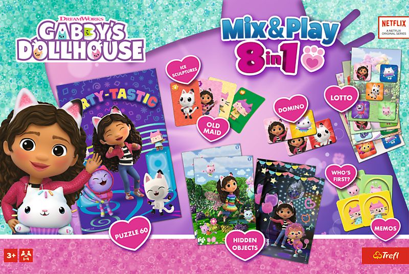 Joc educativ 8 in 1 Trefl Gabby's Dollhouse pentru copii 3+ ani