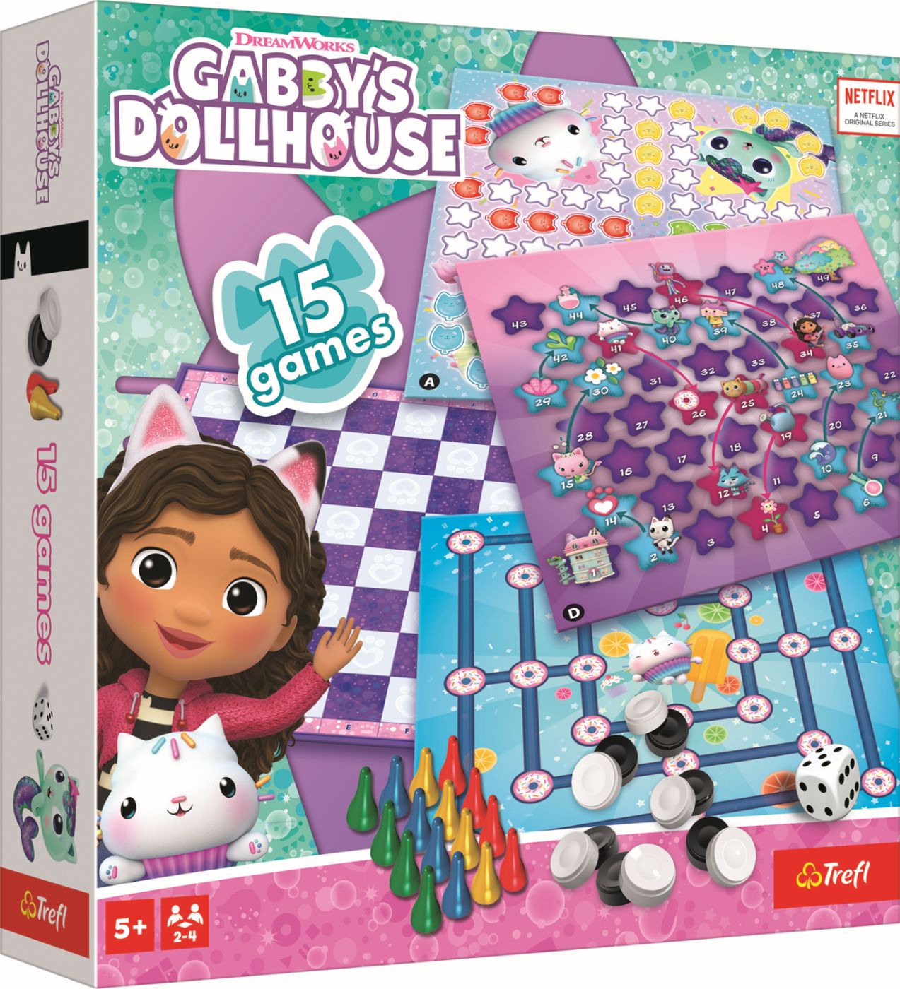 Set 15 jocuri clasice Trefl Gabby's Dollhouse pentru copii 5+
