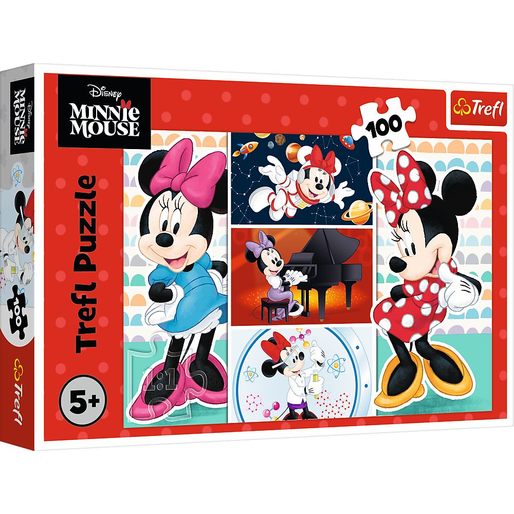 Puzzle Trefl Minnie Mouse amuzant, 100 piese, pentru copii 5+
