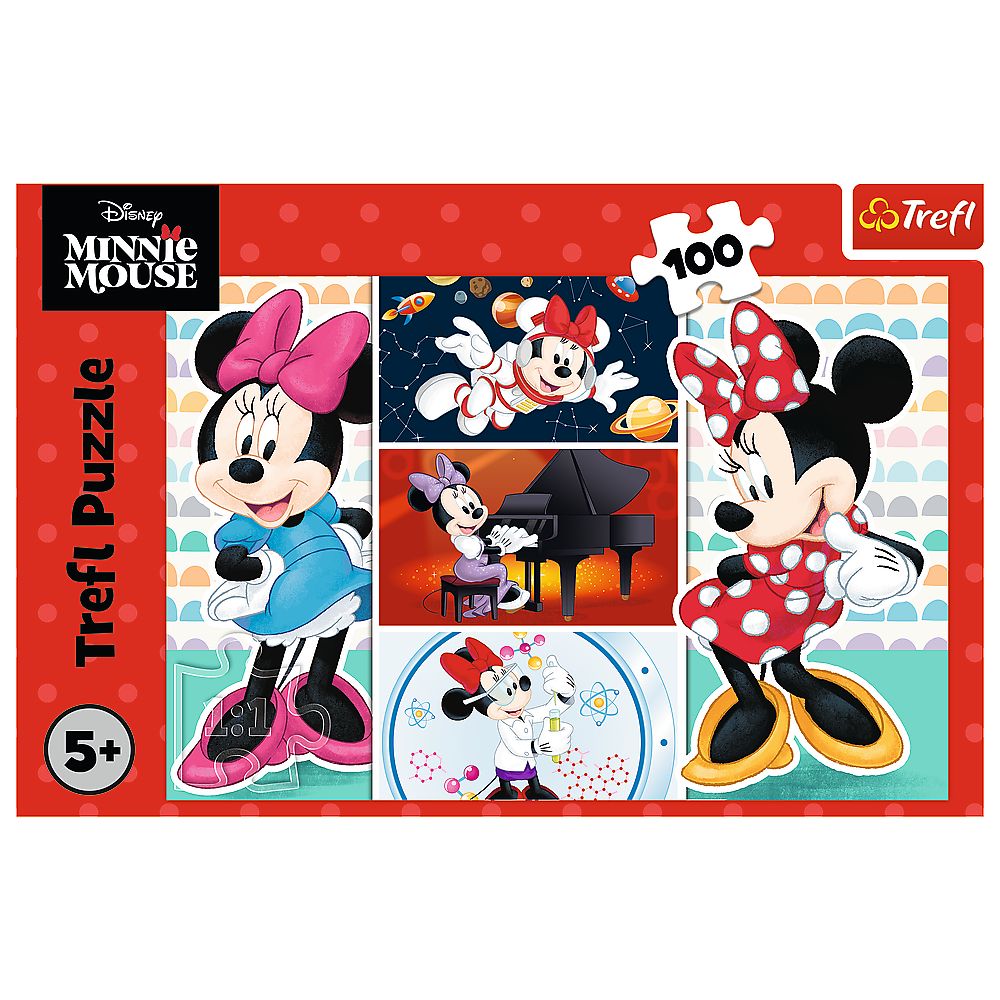 Puzzle Trefl Minnie Mouse amuzant, 100 piese, pentru copii 5+