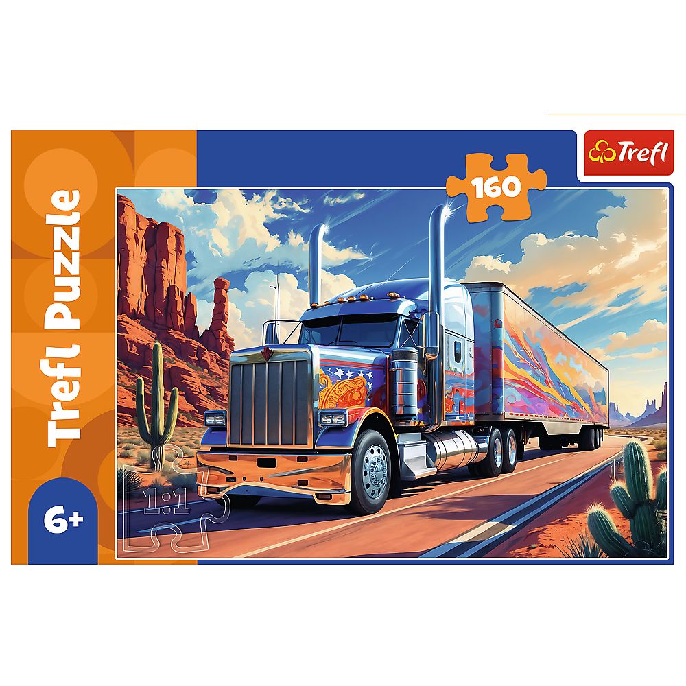 Puzzle Trefl 160 piese Camion pe drum, multicolor, 6+ ani