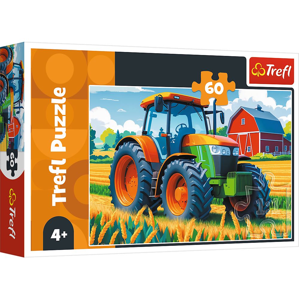 Puzzle Trefl 60 piese cu vehicul de fermier pentru copii 4+