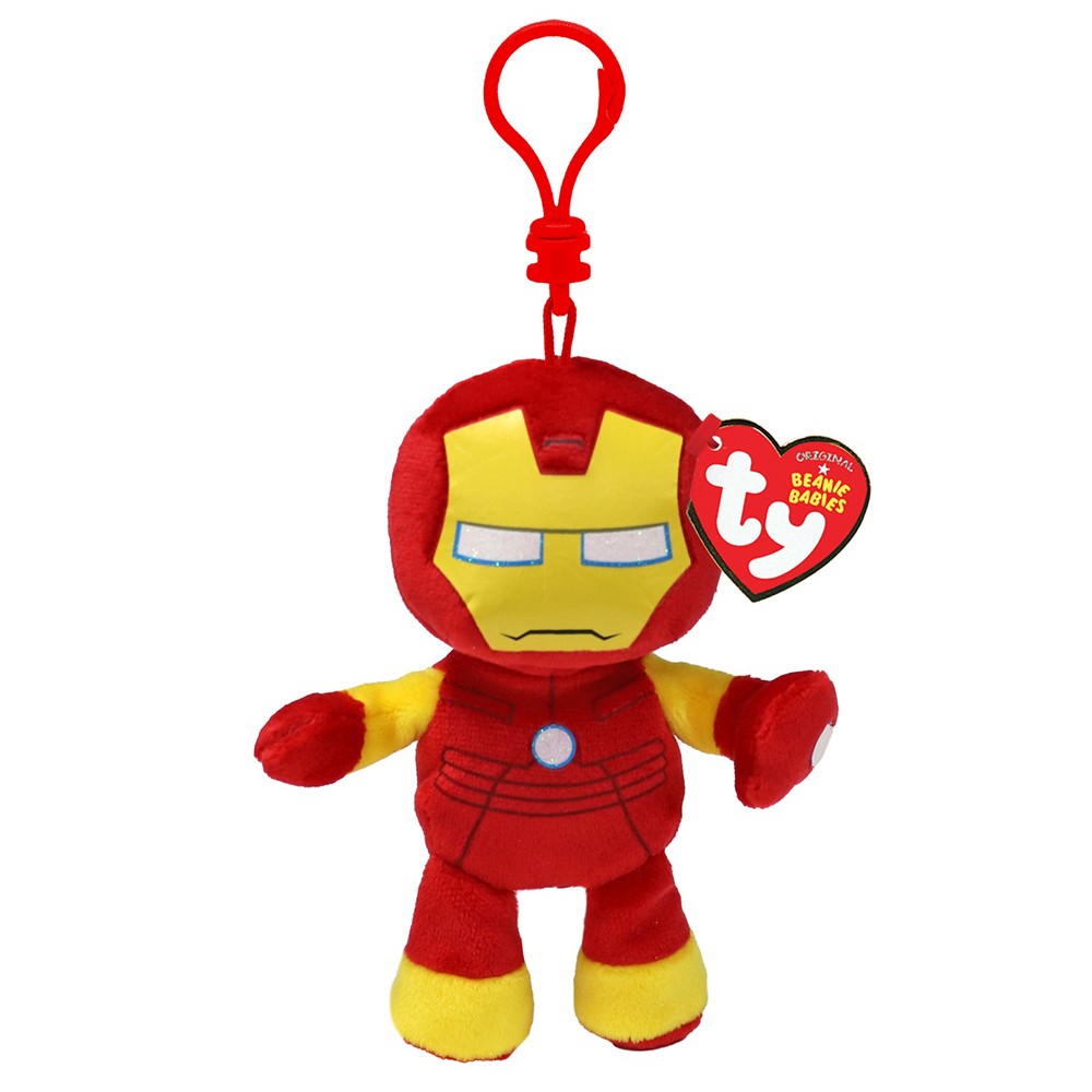 Breloc din plus Ty Beanie Babies Marvel Iron Man 8 cm
