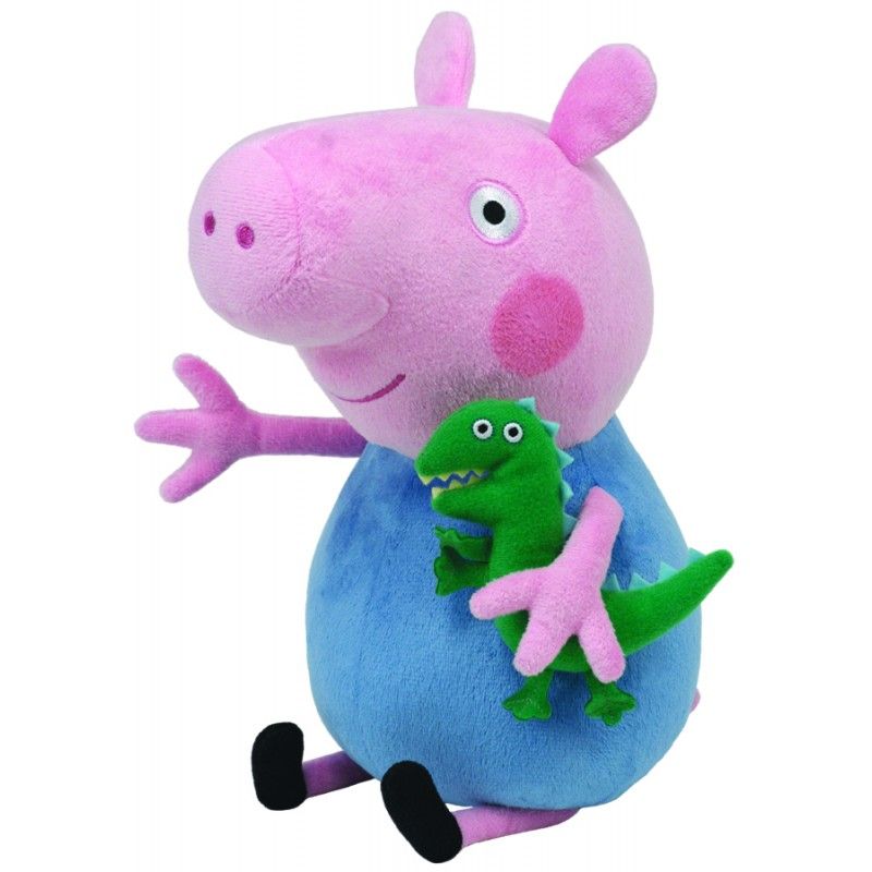 Jucarie de plus TY George din Peppa Pig, 28 cm, multicolor