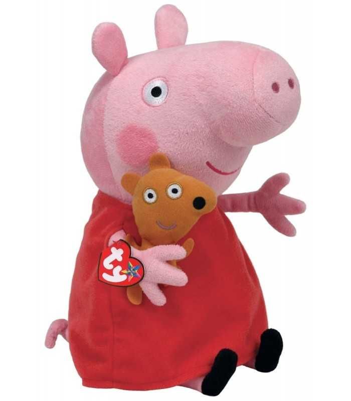 Jucarie de plus TY Peppa Pig Beanie Babies, 28 cm, multicolor