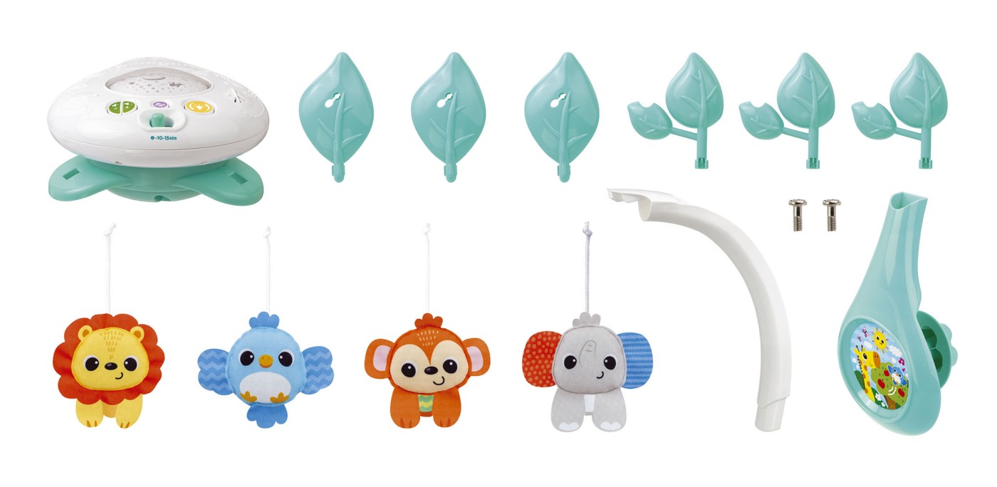 Carusel muzical cu proiector Winfun pentru patut, Animalute din Jungla