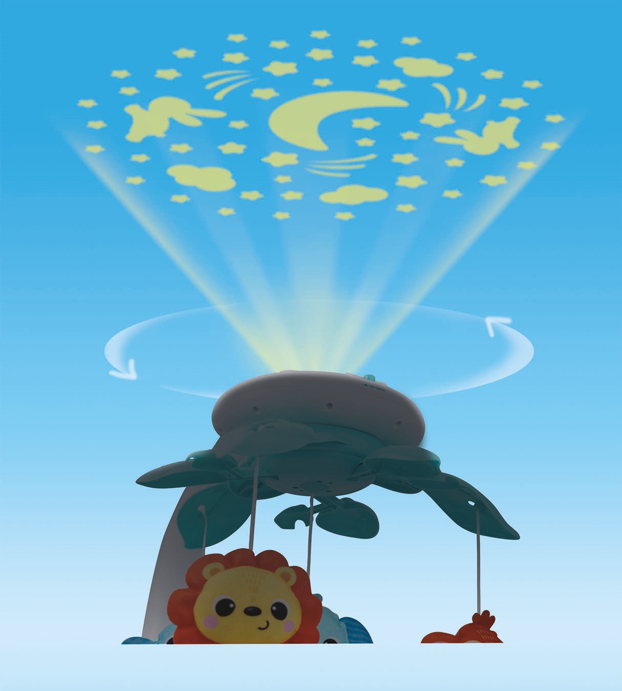 Carusel muzical cu proiector Winfun pentru patut, Animalute din Jungla