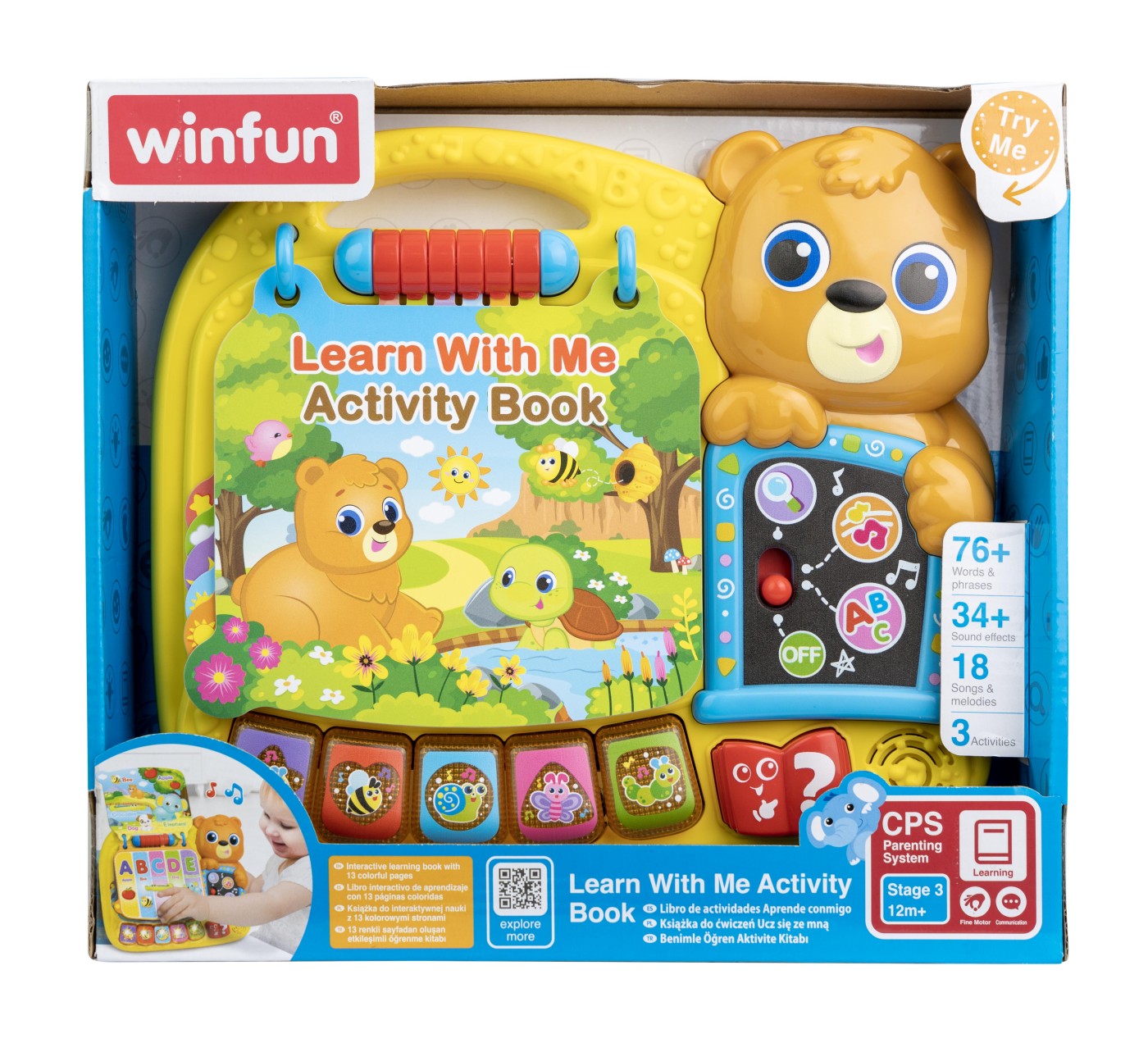 Cărticică interactivă Winfun de activități cu sunete, lumini și 13 pagini