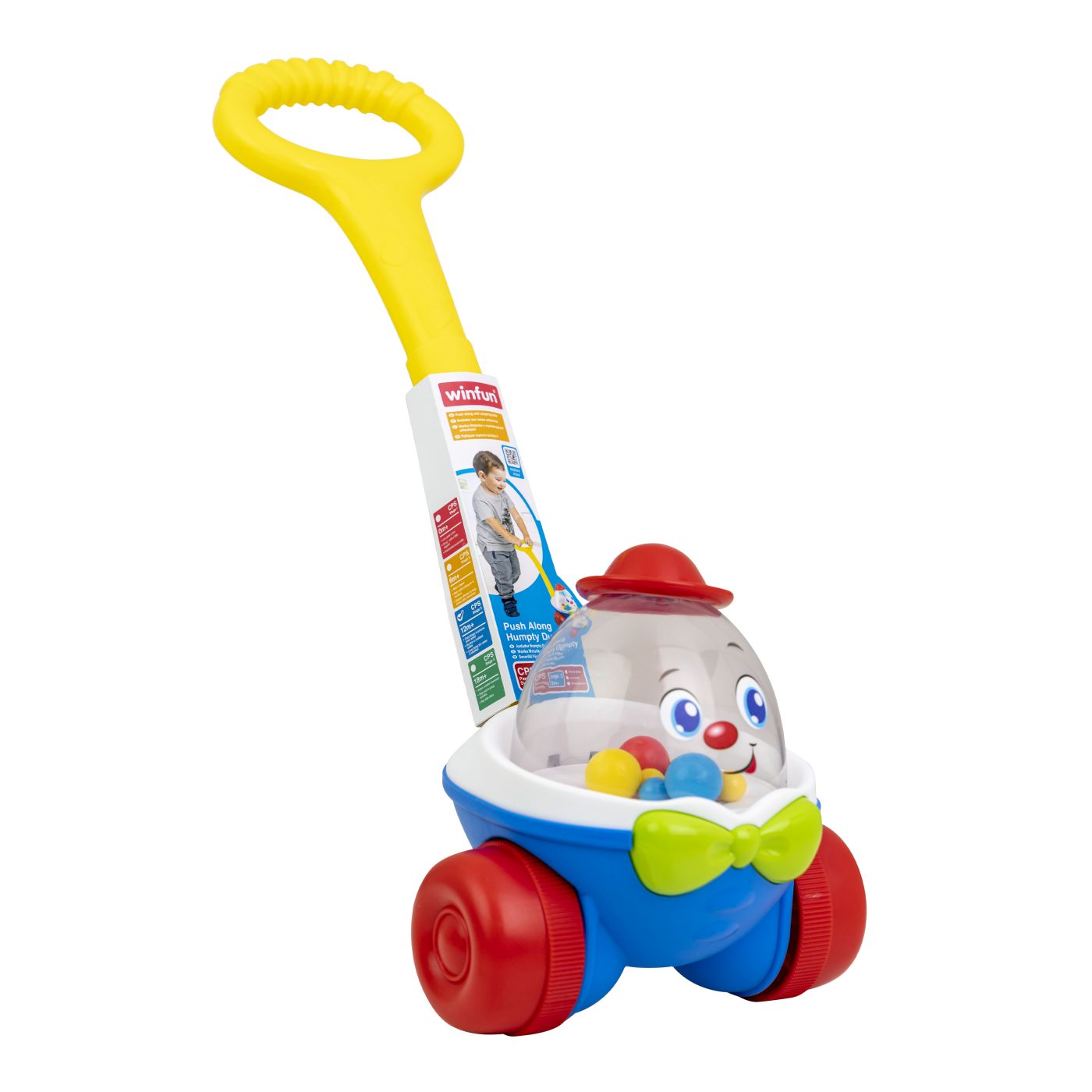 Jucărie de împins Winfun Humpty Dumpty cu bile colorate, 1+ ani