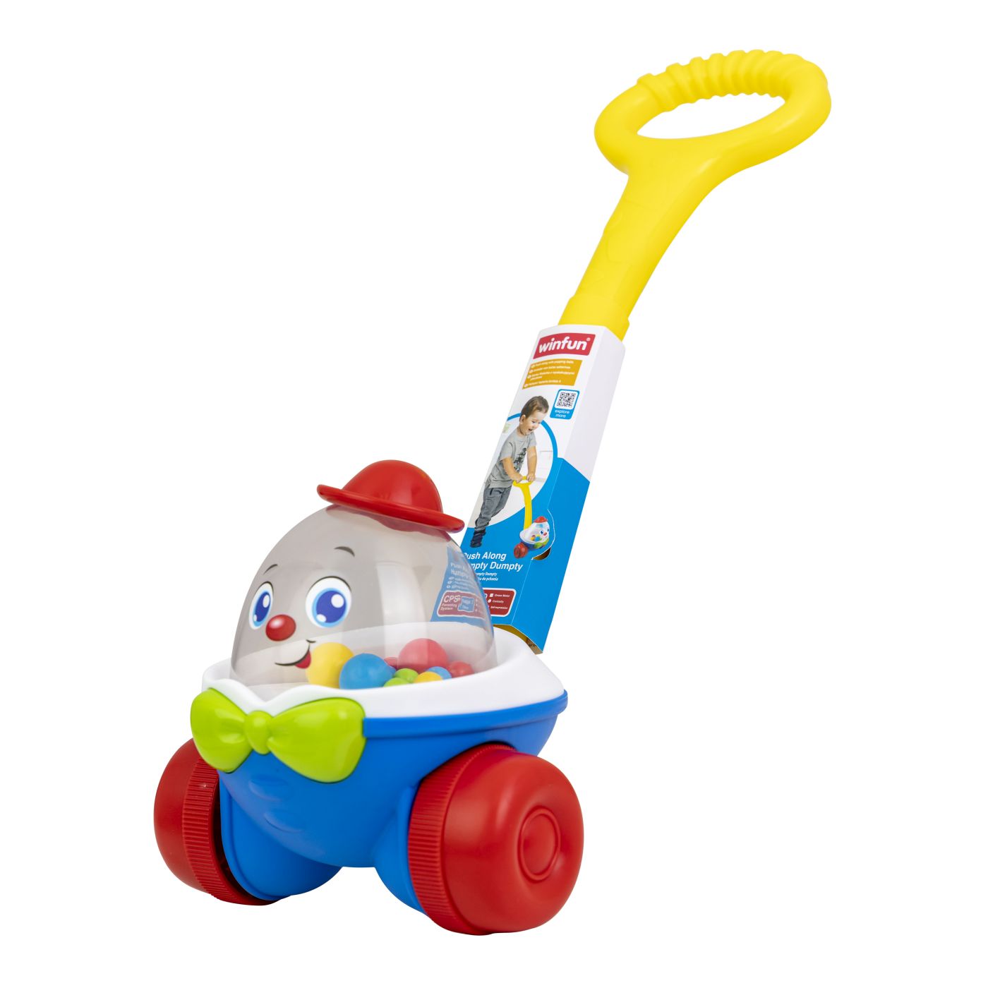 Jucărie de împins Winfun Humpty Dumpty cu bile colorate, 1+ ani