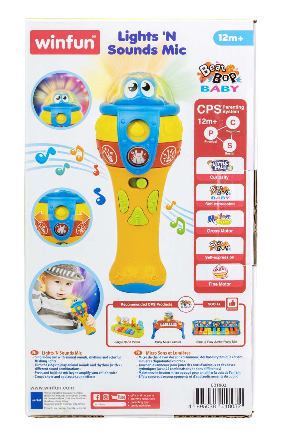 Microfon interactiv Winfun pentru copii, cu sunete, lumini si ritmuri